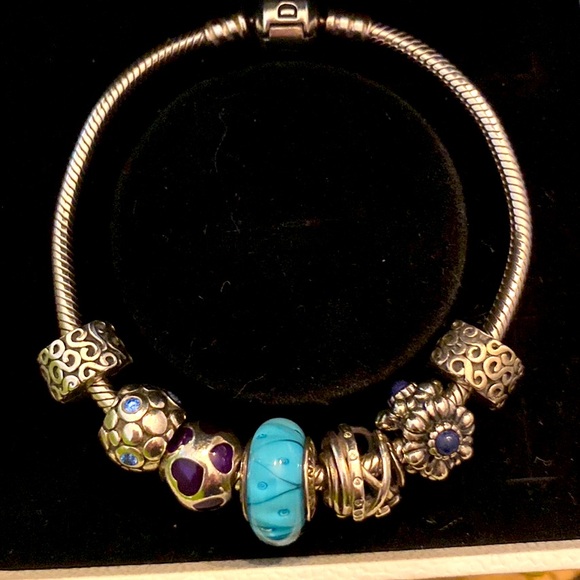 Pandora Jewelry - ✨Pandora✨Moments Sterling Silver Snake Chain Bracelet with Charms and Clips